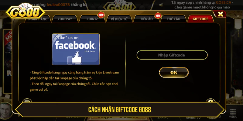 Giftcode Go88 Mới Nhất Hôm Nay – Nhận Ngay Ưu Đãi Khủng Cách nhận Giftcode Go88 đơn giản